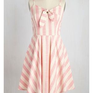Pink and white striped sundress